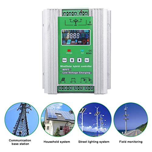Luqeeg 2000W MPPT Wind Solar Hybrid Controller for 0-1000W Wind with 0-1000W Solar Panel System, Hybrid MPPT Boost Controller with Booster Function, Voltage Automatic(DC12V 24V