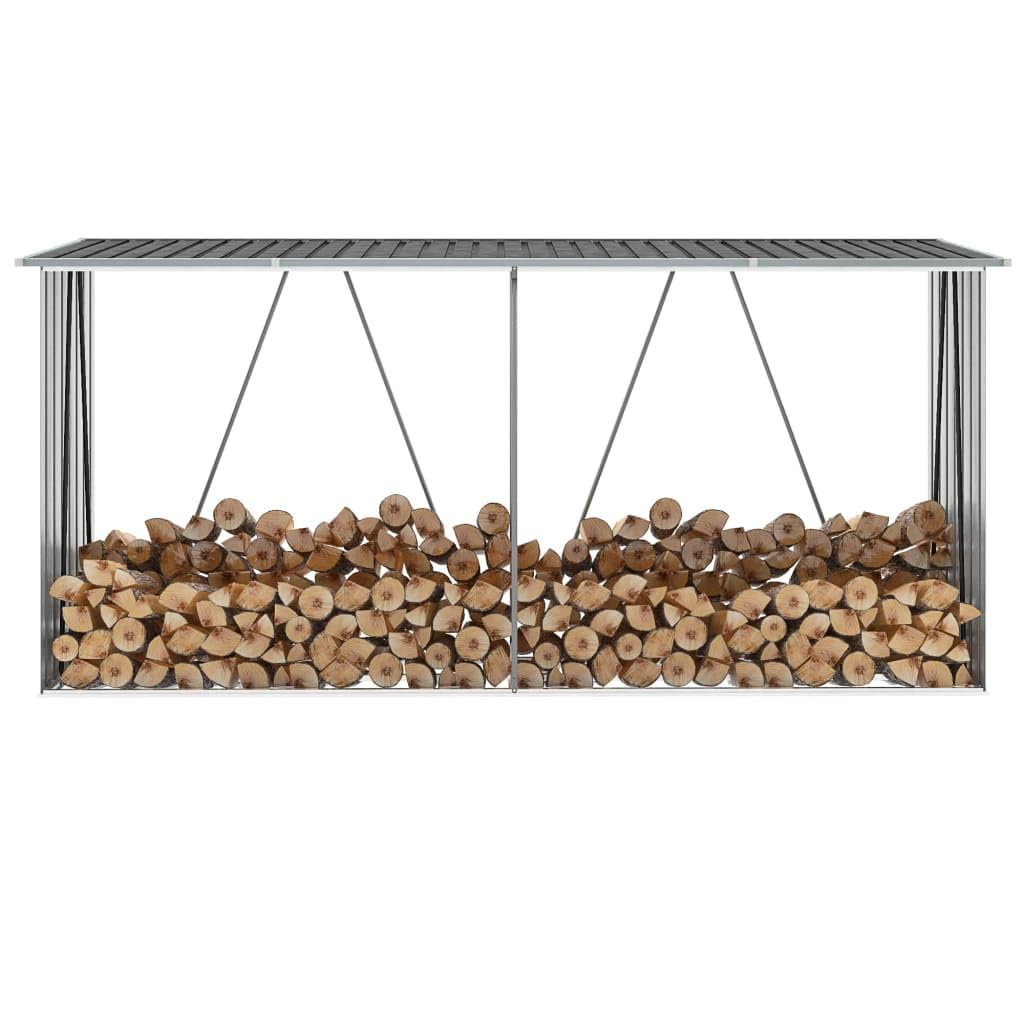 WIFESE Firewood Rack 129.9"x33.1"x59.8" Fire Wood Racks Outdoor Log Storage Shed Garden Storage Firewood Storage Racks Outside Wood Rack For Firewood Sloping Design Galvanized Steel Anthracite