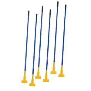 matthew cleaning commercial quick-change iron mop handle for floor cleaning heavy duty mop stick replacement 60inch jaw clamp-style wet mop handle 6 packs