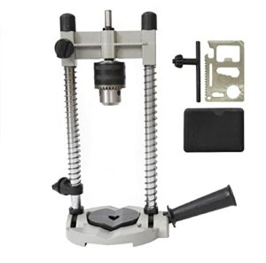 roonova: angle drill guide | portable drill press stand | strong aluminum alloy | multi-angle adjustable drill press guide with chuck | portable & lightweight | complete with credit card tool