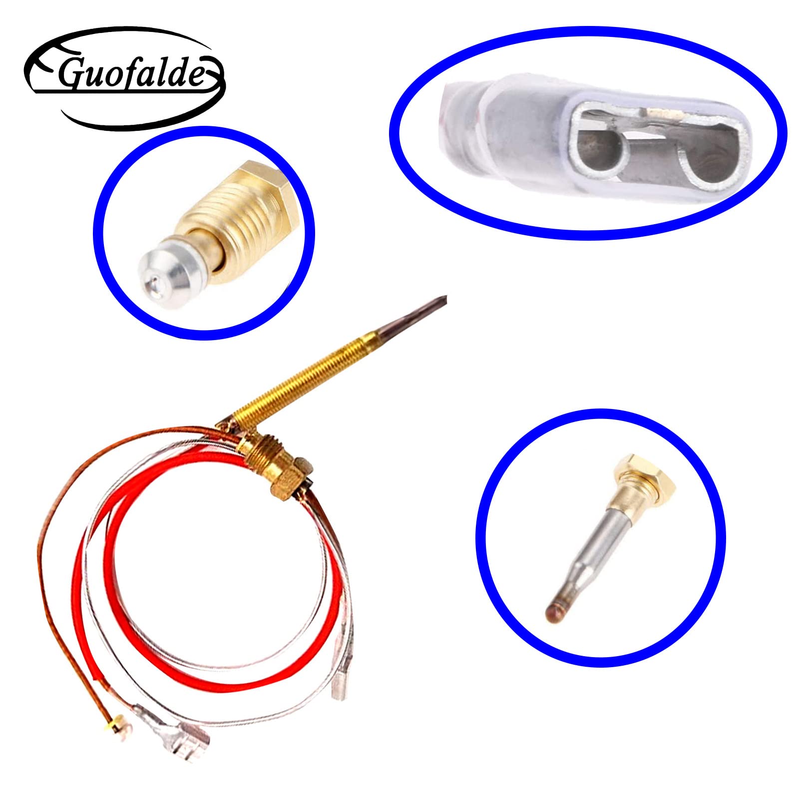 GUOFALDE Outdoor Patio Heater Thermocouple, M8 x 1 End Connection Nuts Thermocouple 410 mm Length M6 x 0.75 Head Thread