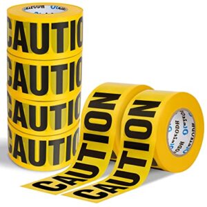 oleitodh yellow caution tape bulk 6 pack, 3inch x 6000 ft, construction tape waterproof safety tape warning tape roll, barricade harzard tape for danger hazardous area halloween party decor