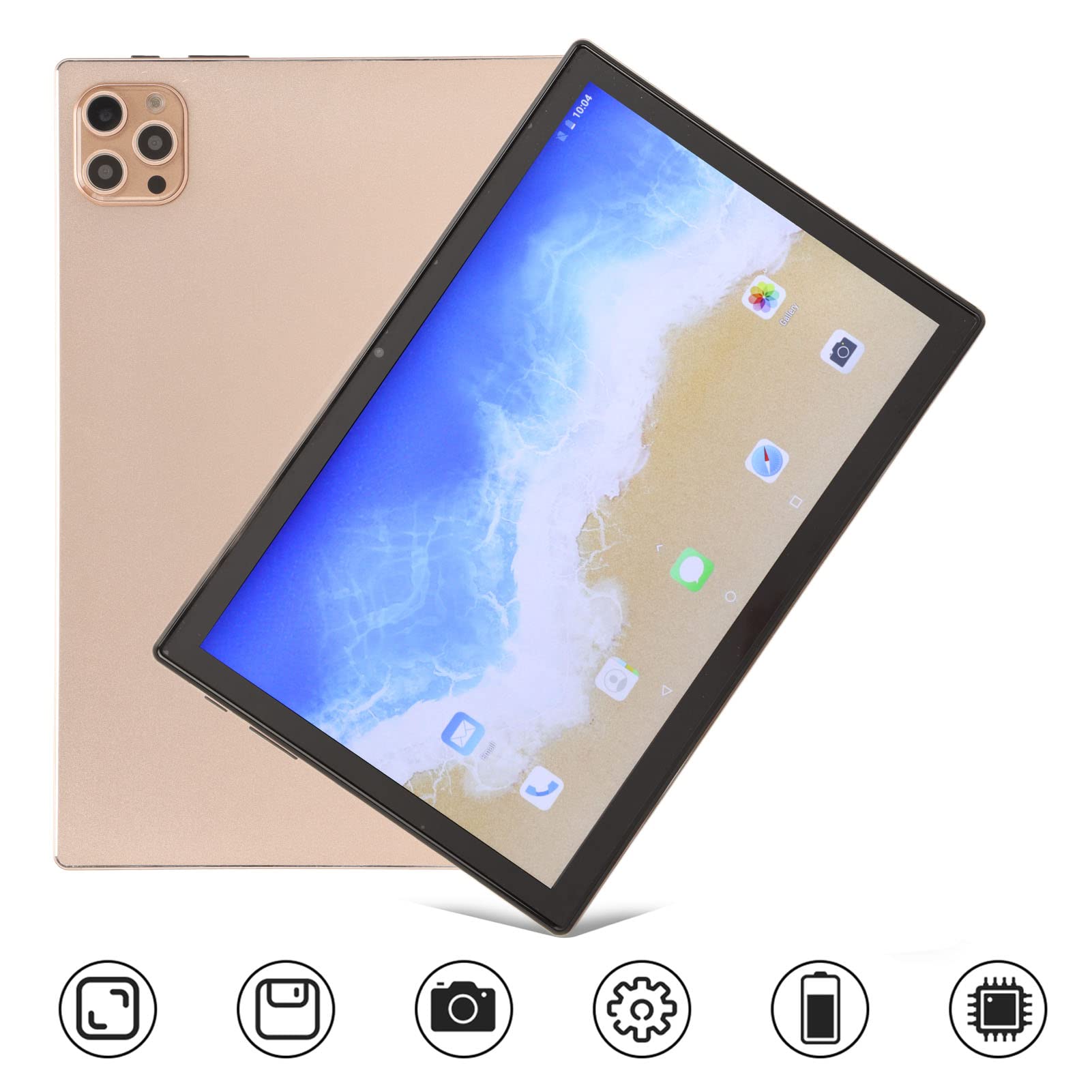 Kids Tablet, 10 Inch Tablet 2.4G 5G Dual Band WiFi Gold 4G Calls for 12 for Work (US Plug)