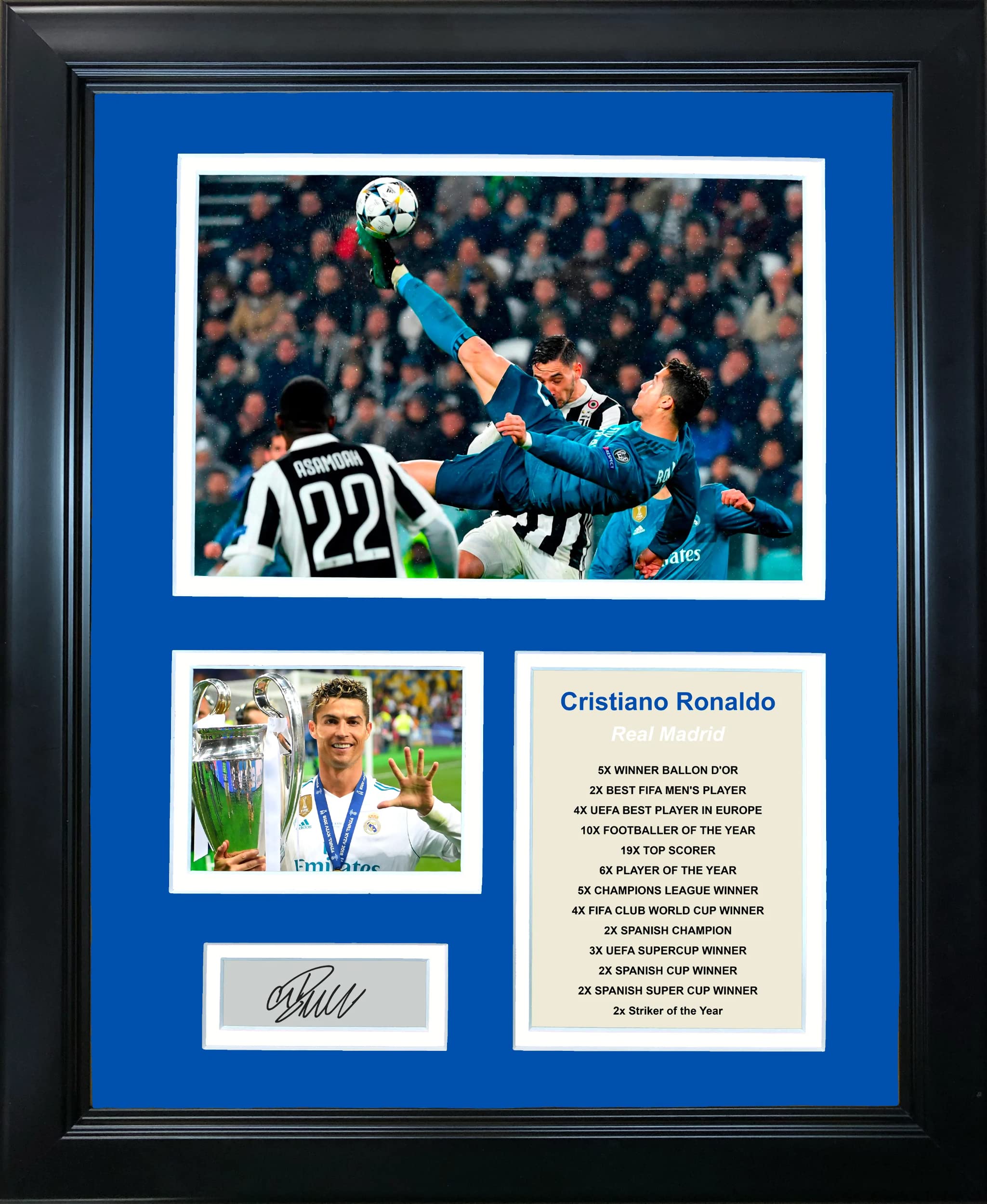 Framed Cristiano Ronaldo Facsimile Laser Engraved Signature Auto Real Madrid Soccer Futbol 12"x15" Photo Collage