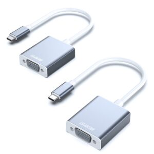 benfei 2 pack usb c to vga adapter, type-c(thunderbolt 3/4) to vga adapter with iphone 15 pro/max, macbook pro/air 2023, ipad pro, imac, s23, xps 17, surface book 3 and more[aluminium shell]