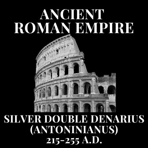 1700 Year Old Ancient Roman Empire Silver Double Denarius Coin (Antoninianus) Very Fine or Better Condition