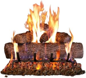 peterson real fyre 18-inch live oak log set with vented burner and gas connection kit. match lit (natural gas only)
