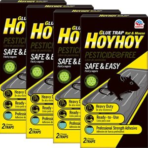 hoy hoy rat & mouse regular size glue trap 8 traps [4 pack] - heavy-duty professional strength ready-to-use pest control, kids & pets friendly indoor home mouse and other household pests