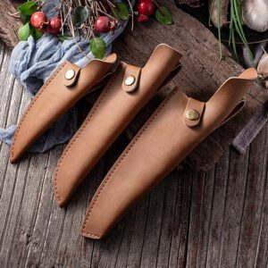 MiOYOOW Leather Knife Sheath, Boning Knife Pouch Chef Fruit Knife Shell for Camping Kitchen Outdoor Cooking