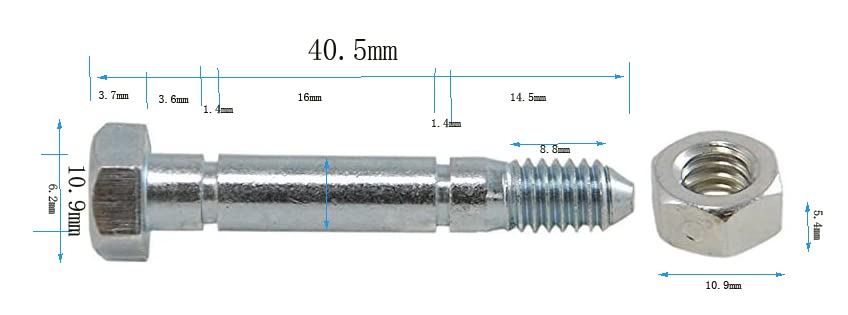 RTPOWER for 53200500 Snow Blower Shear Bolt 10 Pack Replaces 510016