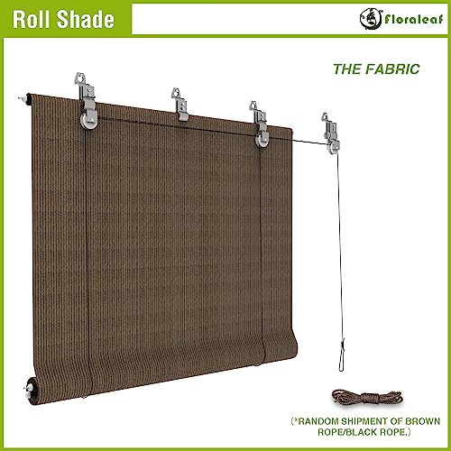 FLORALEAF Outdoor Roller Shades 7'W x 6'H Window Blinds for Porch Screen Deck Pergola Patio Balcony Gazebo Privacy Sunshade Roll Up Outdoor, Brown