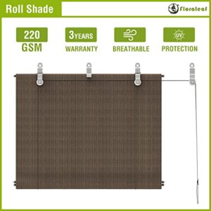 FLORALEAF Outdoor Roller Shades 7'W x 6'H Window Blinds for Porch Screen Deck Pergola Patio Balcony Gazebo Privacy Sunshade Roll Up Outdoor, Brown