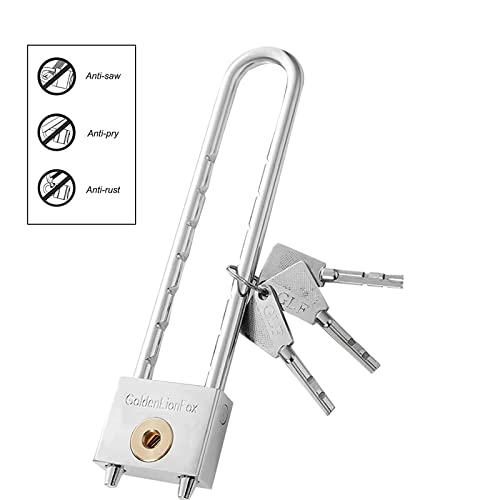 Long Shackle Padlock - with Laminated Steel Waterproof Padlock Key Padlock Door Lock Cabinet Lock Long Beam Padlock 1.5 Inch