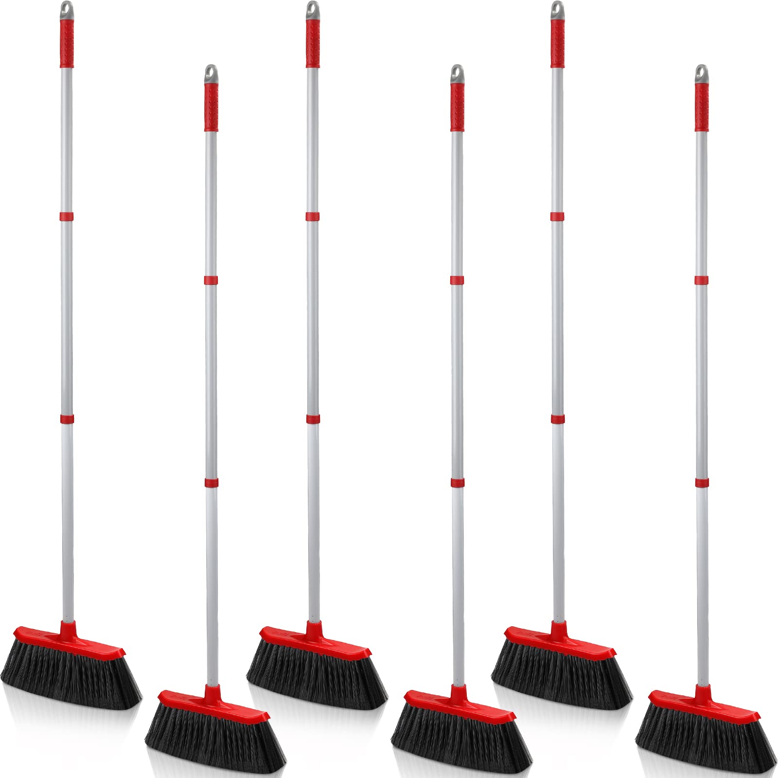 4 Pack Heavy Duty Broom Outdoor Broom Indoor Commercial Broom Stiff Bristles Broom Push Broom Angle Broom with 51 Inch Broomstick for Easy Sweeping for Home Kitchen Room Office Lobby Floor