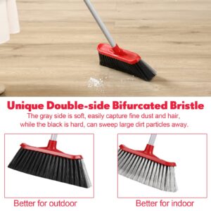 4 Pack Heavy Duty Broom Outdoor Broom Indoor Commercial Broom Stiff Bristles Broom Push Broom Angle Broom with 51 Inch Broomstick for Easy Sweeping for Home Kitchen Room Office Lobby Floor