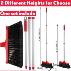 4 Pack Heavy Duty Broom Outdoor Broom Indoor Commercial Broom Stiff Bristles Broom Push Broom Angle Broom with 51 Inch Broomstick for Easy Sweeping for Home Kitchen Room Office Lobby Floor