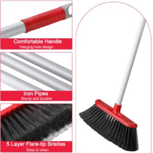 4 Pack Heavy Duty Broom Outdoor Broom Indoor Commercial Broom Stiff Bristles Broom Push Broom Angle Broom with 51 Inch Broomstick for Easy Sweeping for Home Kitchen Room Office Lobby Floor