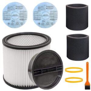 replacement filter compatible with shop vac 90304 90333 90350 90107 and 90585 foam sleeve, vf2002 wet/dry vacuum filters with retaining band, fits most wet/dry vacuum cleaners 5 gallon and above, 9pcs