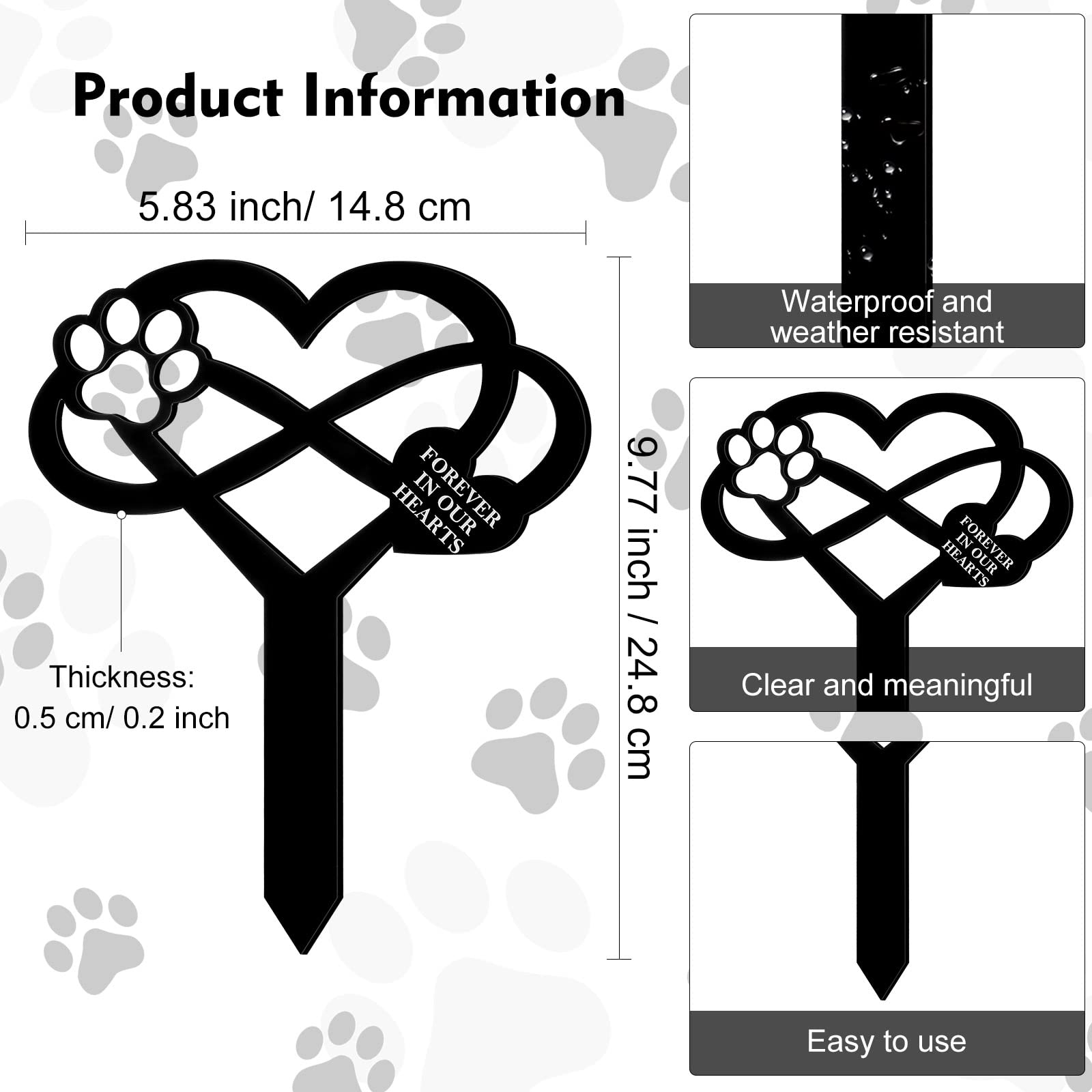 Memorial Pet Grave Markers Pet Memorial Stake Dog Claw Sympathy Grave Plaque Stake Dog Cemetery Garden Stake Memorial Grave Stake Waterproof Garden Grave Decor for Pets Outdoors Yard Remembrance