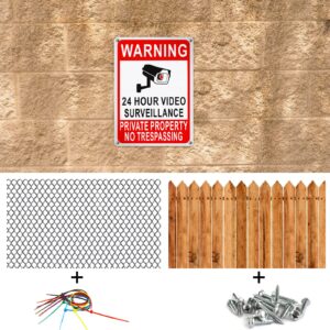 8 Pack Private Property No Trespassing Sign 24 Hour Video Surveillance Sign Reflective Aluminum Security Camera Sign Trespassers Will Be Shot Sign Warning Signs for Home Safety, 7 x 10'' (Video Sign)