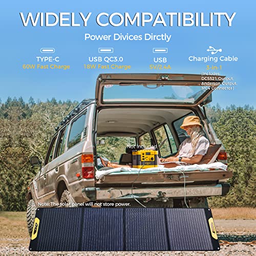 LIPOWER 200 Watt 18V Portable Solar Panel, Foldable Portable High-Efficiency Monocrystalline ETFE Waterproof Solar Panel Charger for Mars Series 1000W/2000W, for RV Camping Blackout Emergency Phone