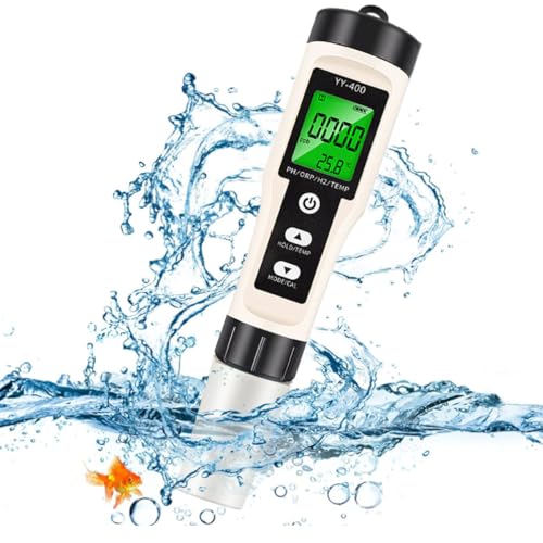 Digital Water Quality Tester, Four Functions in One, Pen Shaped Design, Detachable Design, LCD Digital Display for Measuring PH, ORP, H2 Hydrogen Content and Temperature Value