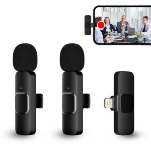 pqrqp dual wireless lavalier microphone for iphone, ipad, video conferencing, recording, live streaming