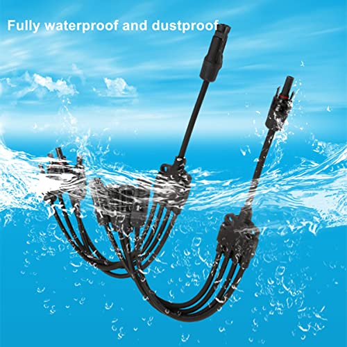 1 Pair 1 to 4 Y Branch M/FFFF and F/MMMM Solar Panel Connectors Parallel Adapter Cable Solar Connectors Wire Waterproof Plug Tool Kit for Solar Panel