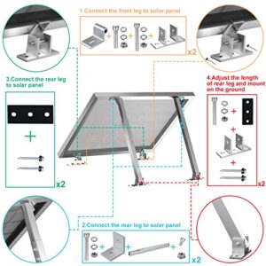 woefste Adjustable Solar Panel Mounting Brackets Stand Aluminum Alloy Tilt Mount Bracket Systems for Roof/Boat/Flat Surface Support 50W 70W 100W 150W 200W 300W 400W Panels, 1 Set