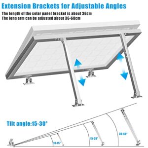 woefste Adjustable Solar Panel Mounting Brackets Stand Aluminum Alloy Tilt Mount Bracket Systems for Roof/Boat/Flat Surface Support 50W 70W 100W 150W 200W 300W 400W Panels, 1 Set