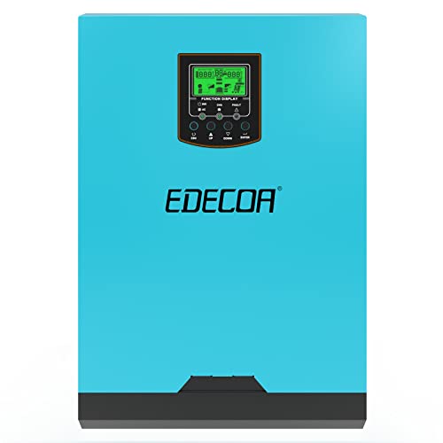 EDECOA 3000VA 24V Pure Sine Wave Hybrid Inverter Off-Grid DC 24V to AC 120V with 80A MPPT Solar Contorller Solar Inverter for RV Home Solar System (3KVA/2400W 24V MPPT)