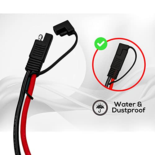 2 PCS SAE Sidewall Port, Weatherproof SAE Socket Solar Sidewall Connector, SAE Quick Disconnect Cord with Waterproof Cap