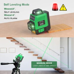 Laser Level 360 Self Leveling, Laser Levels 3 * 360 12 Lines Lazer for Construction with 2*Rechargeable Battery, Laser Line Level Tool with Remote Controller, Magnetic Rotating Stand