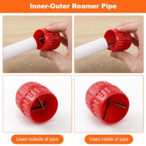 1/4'' - 1'' Depth Gauge and Pipe Deburring Tool Kit, 1/8'' to 1-5/8'' Inner Outer Reamer Pipe Tubing Chamfer Tool for PVC PPR Brass CPVC PE-RT Aluminum