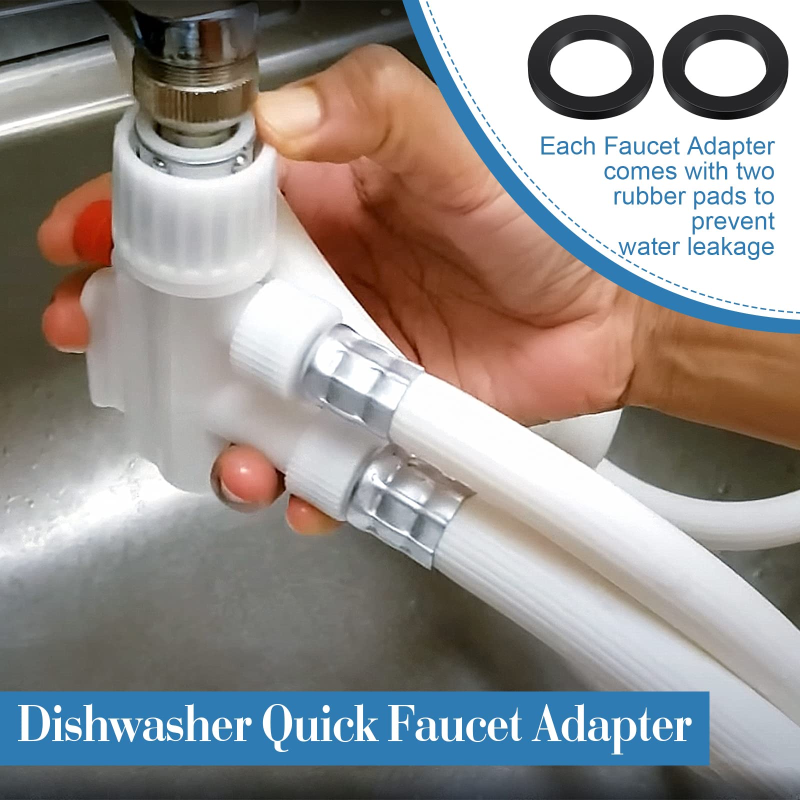 Dreyoo 2 Pcs Dishwasher Faucet Adapter, Dishwasher Snap Adapter Connection 15/16-27Male or 55/64-27Famale Chrome (With Filter)