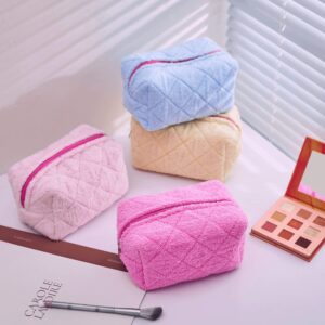 LAIYOSEA Blush Terry Cloth Small Makeup Bag