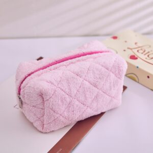 LAIYOSEA Blush Terry Cloth Small Makeup Bag