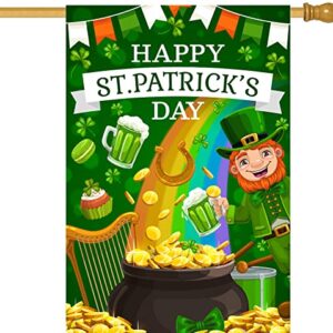 St Patricks Day Garden Flag 28 x 40 Double Sided,Large Happy St.patrick's Day Outdoor decorations Yard Flags cute st pattys day garden flags