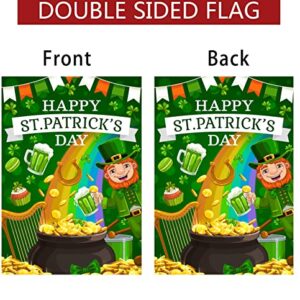 St Patricks Day Garden Flag 28 x 40 Double Sided,Large Happy St.patrick's Day Outdoor decorations Yard Flags cute st pattys day garden flags