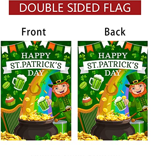 St Patricks Day Garden Flag 28 x 40 Double Sided,Large Happy St.patrick's Day Outdoor decorations Yard Flags cute st pattys day garden flags