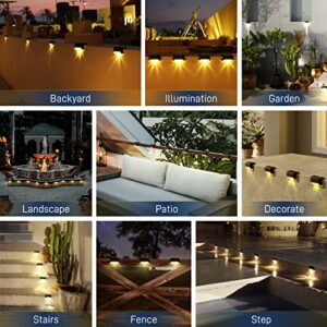 CHOWERFLY Solar Deck Lights 4 Pack Outdoor Waterproof Led Patio Fence Step Stairs Decorate Illumination Garden Dackyard Landscape Terrace Armrest (Warm White)