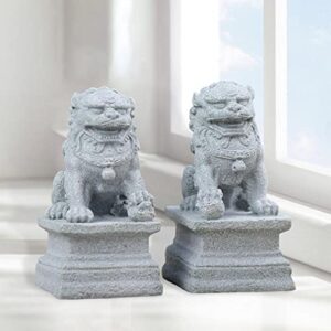 Chinese Style 2Pcs Lions Statues Garden Sculptures Landscape Sandstone Bonsai