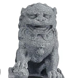 Chinese Style 2Pcs Lions Statues Garden Sculptures Landscape Sandstone Bonsai