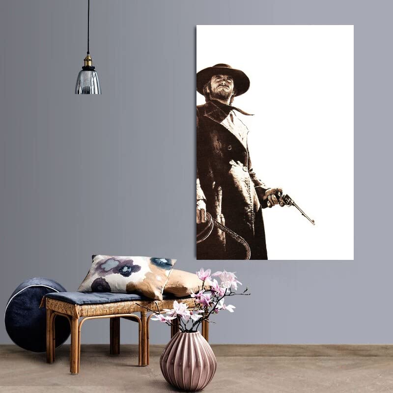 The Good The Bad The Ugly Posters, Clint Eastwood Monochrome Photo, Farmhouse Wall Art, Western Movie Canvas Print, Garage Canvas Artwork