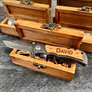 Engraved Mens Folding Knife with Box, Pocket Knife, Fathers Day, Christmas, Guy Gift, Husband, Gift For Dad