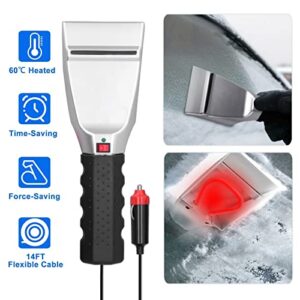 KIMISS Car Heated Scraper, 12V Auto Heated Snow Shovel Electric Windshield Ice Scrapers for Cars Trucks SUV