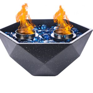Tomby Tabletop Fire Pit Bowl Fireplace Indoor Outdoor Can Be Used with Gel Fuel Bioethanol or Isopropyl Alcohol - Double Burning Cup