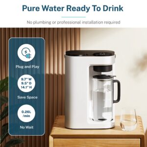 Bluevua RO100ROPOT-LITE Countertop Reverse Osmosis Water Filter System, 5 Stage Purification, 3:1 Pure to Drain, Portable Water Purifier (No Installation Required) (White)