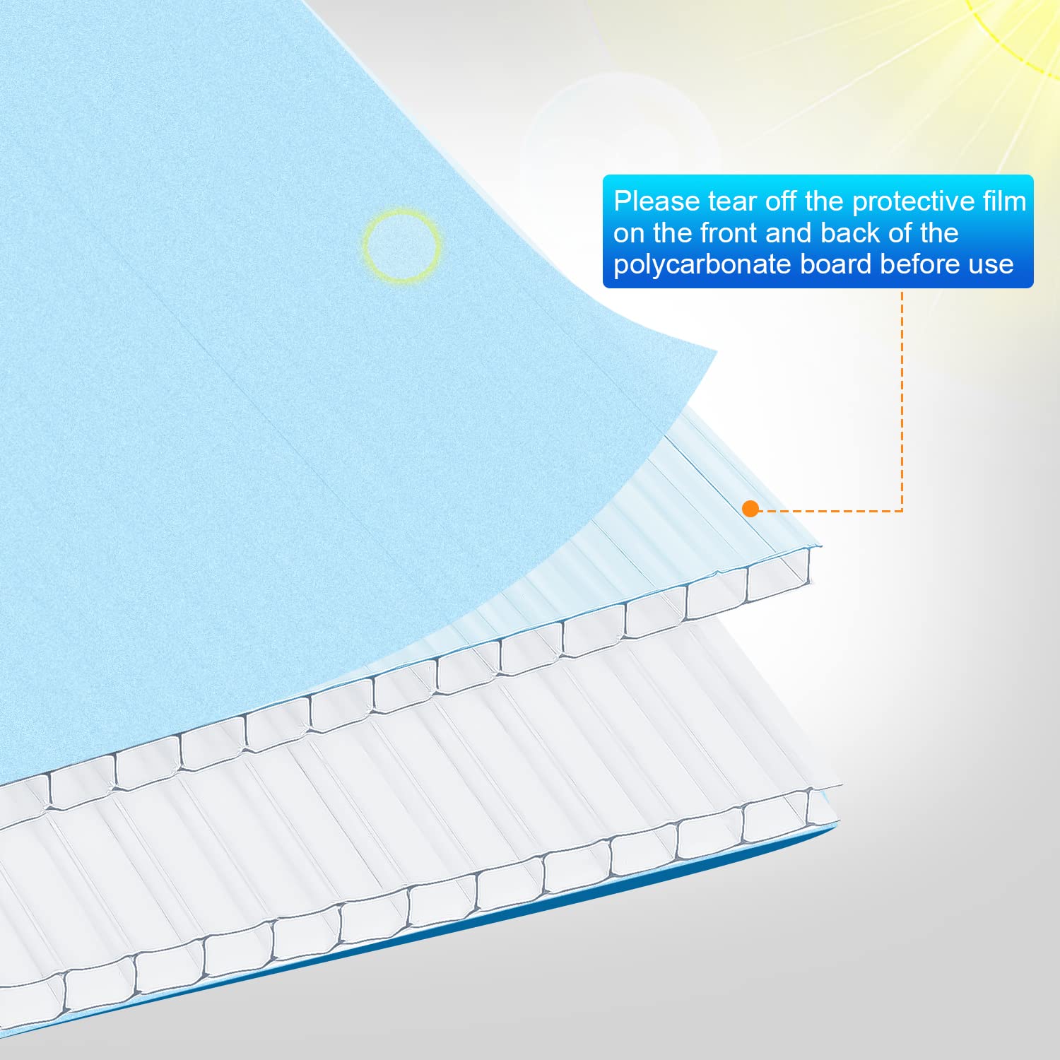 Kirumie 5 Pieces 4' x 2' x 0.32'' Polycarbonate Greenhouse Panels Twin-Wall Polycarbonate Sheet Waterproof UV Protected Reinforced Clear Sheets, Panels use for Greenhouse, Outdoor, Plant Stand Roof