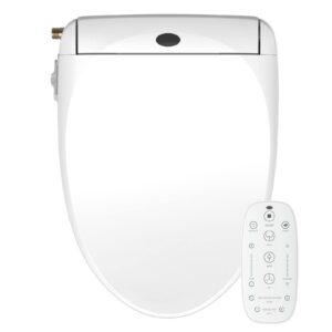 kunpeng bidet toilet seat elongated: electronic bidet toilet seat with heated bidet, warm water washing, hot air dryer, remote control, self cleaning full stainless nozzle, led night light